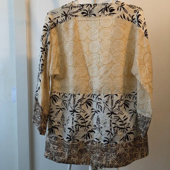 CENTRAL PARK WEST 100% SILK BOHO OPEN TOP KIMONO PATCHWORK L NWOT - Picture 3 of 8